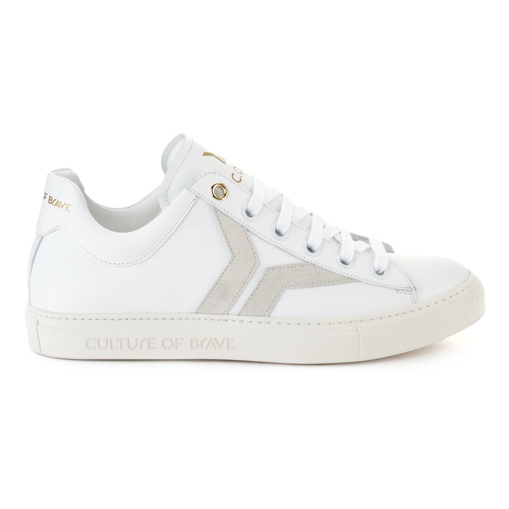 Courage Womens Low Cut White Leather Sneaker| Culture of Brave
