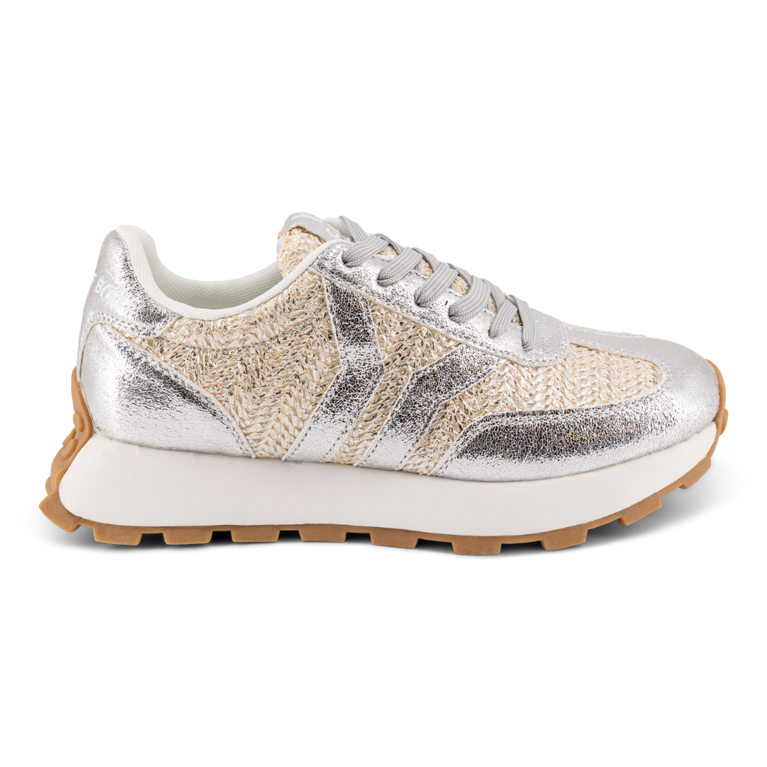 Hope Womens Sneaker in silver with silver wing