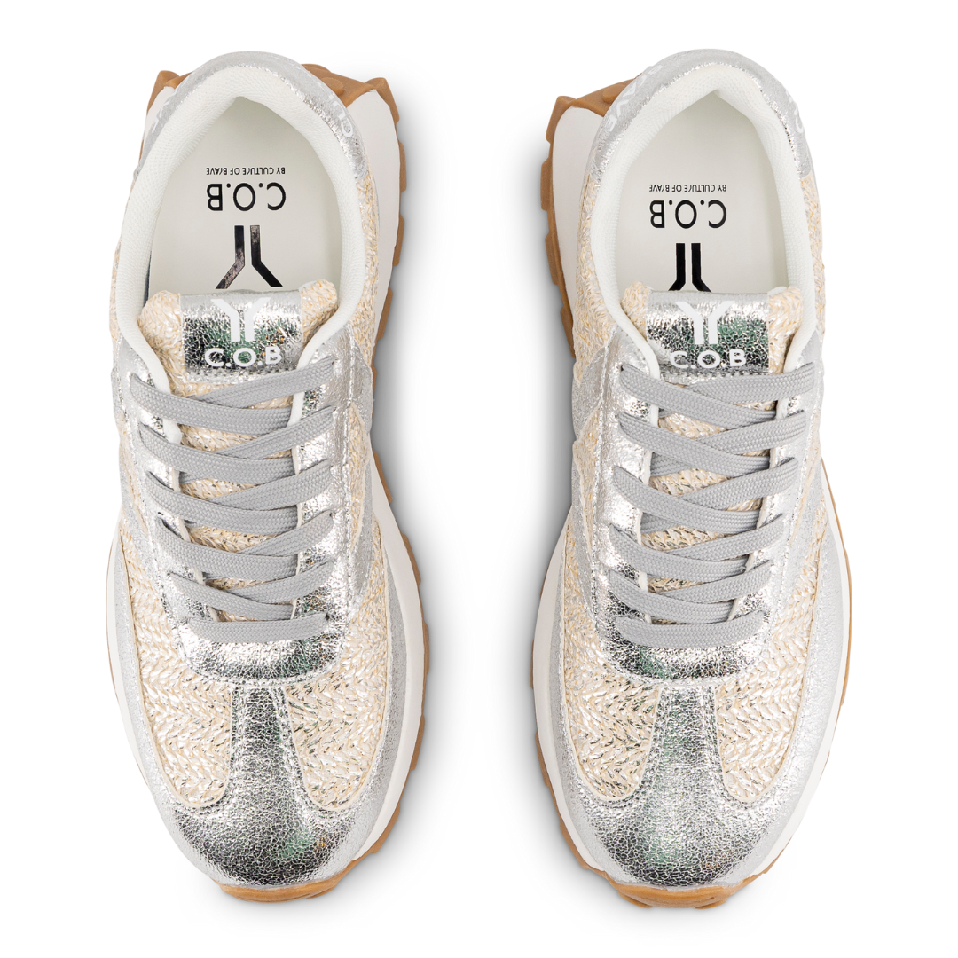 Hope Womens Sneaker in silver with silver wing