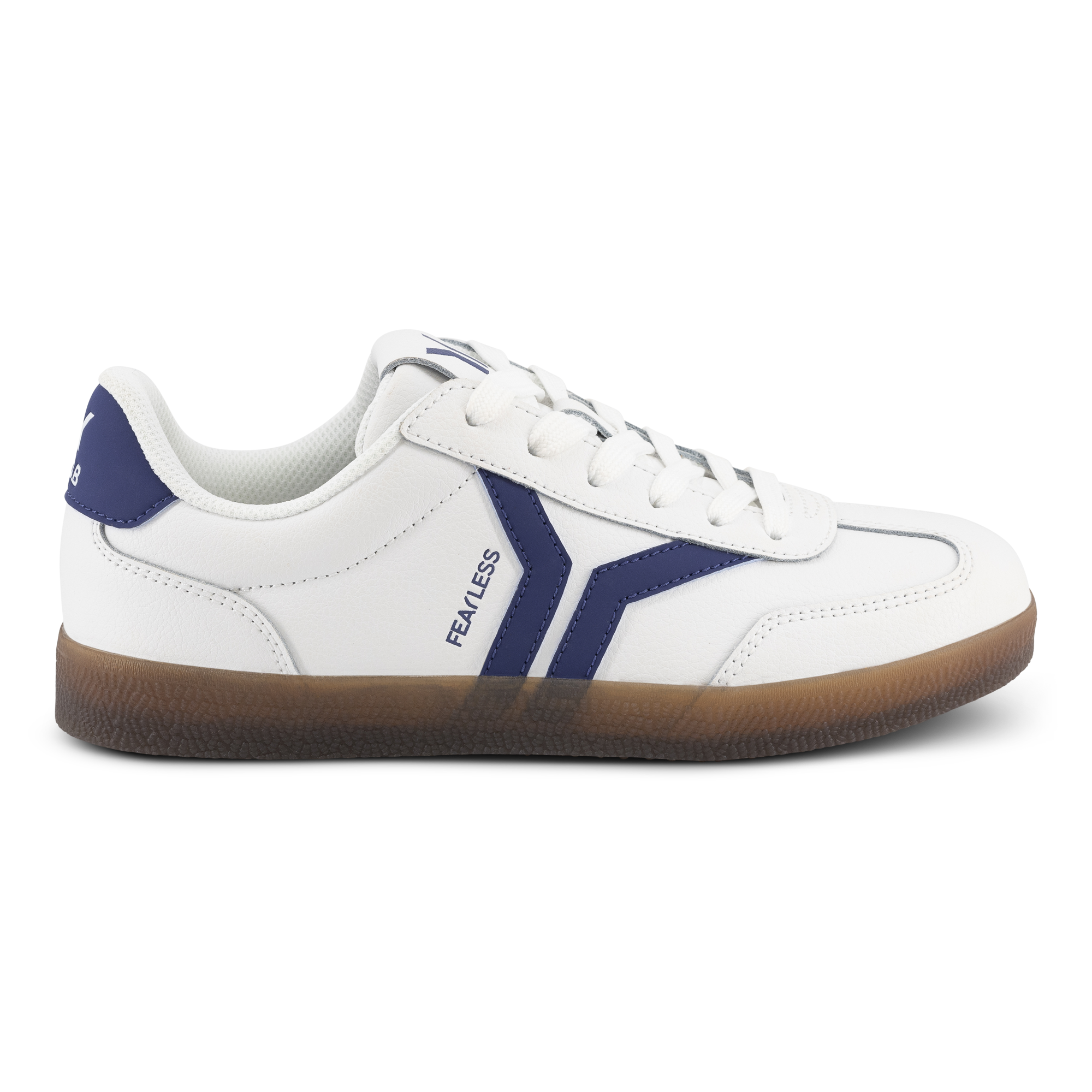 Fearless Womens Sneaker in white leather with purple wing
