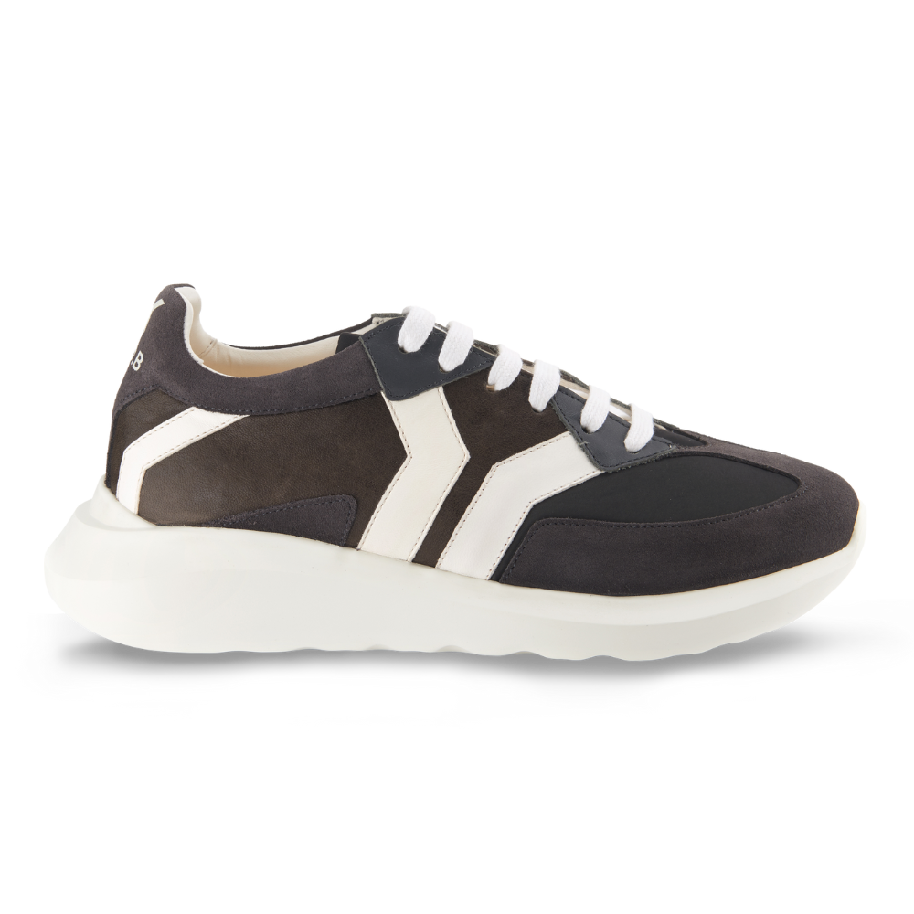 Free Soul Womens Low Cut Charcoal Leather and Lea/Nylon Sneaker