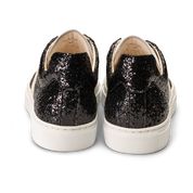 Shine Courage Women black glitter leather white wing low cut