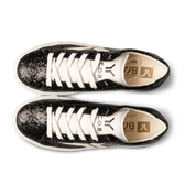 Shine Courage Women black glitter leather white wing low cut