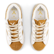 Play Womens Leather Sneaker in gold with glitter wing