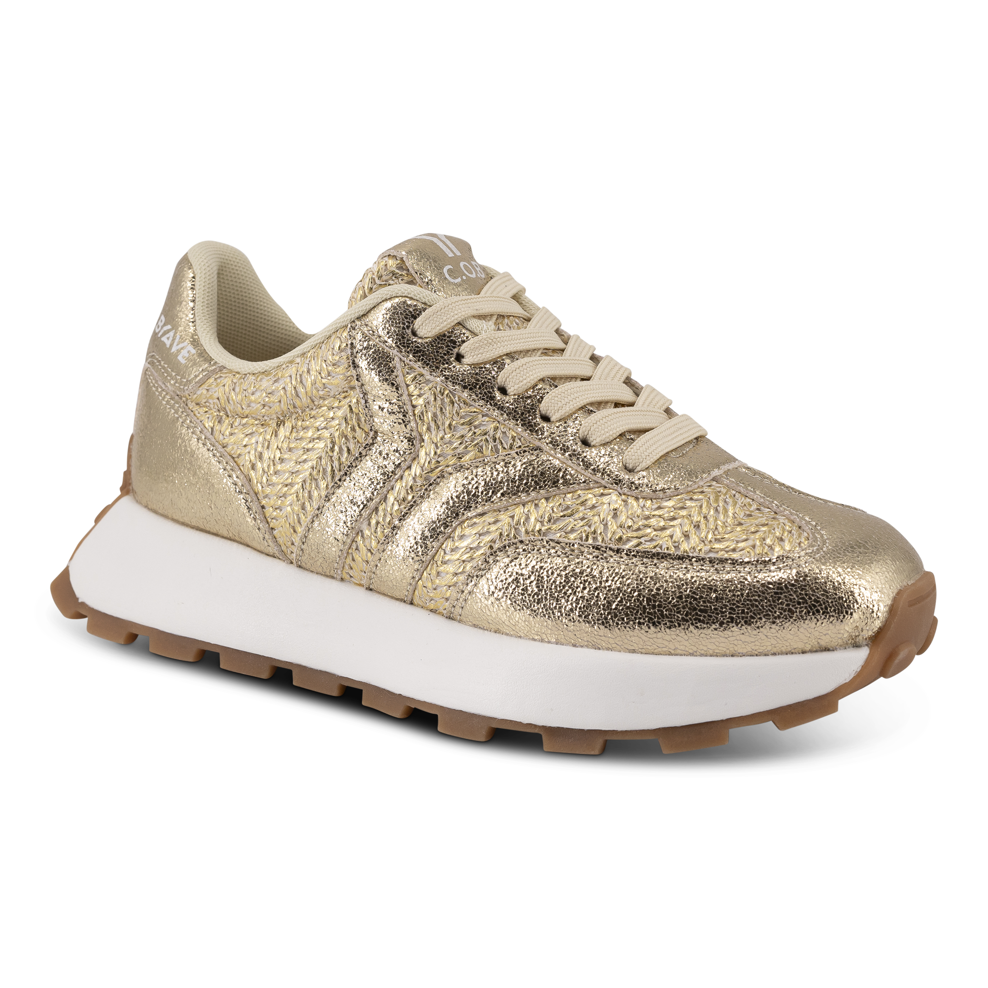 Hope Womens Sneaker in gold with gold wing