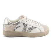 Play Womens Leather Sneaker in silver with glitter wing