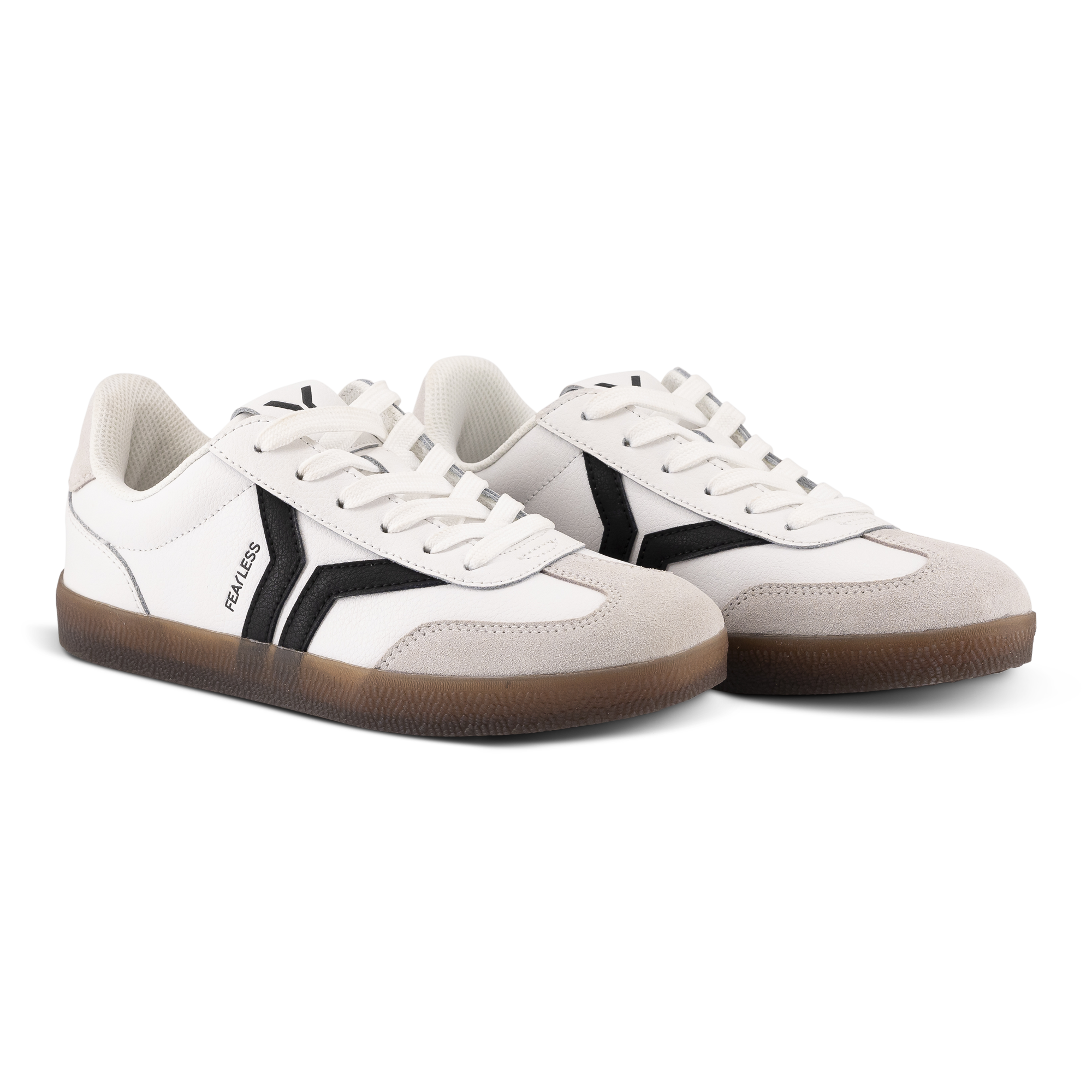 Fearless Womens Sneaker in white leather with black wing