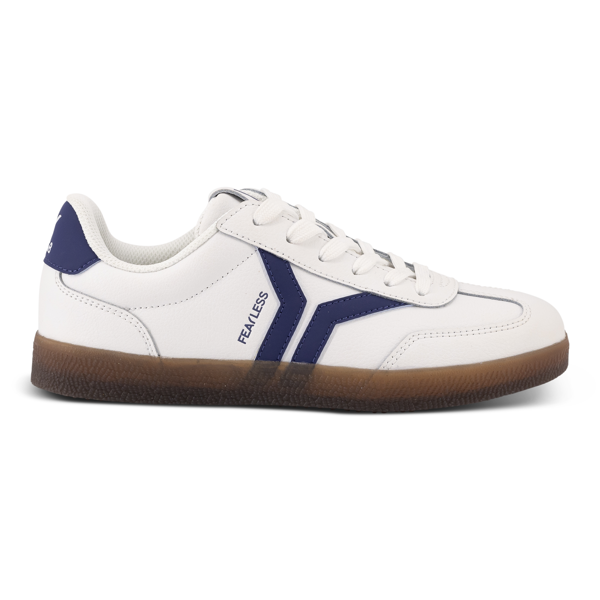 Fearless Womens Sneaker in white leather with purple wing