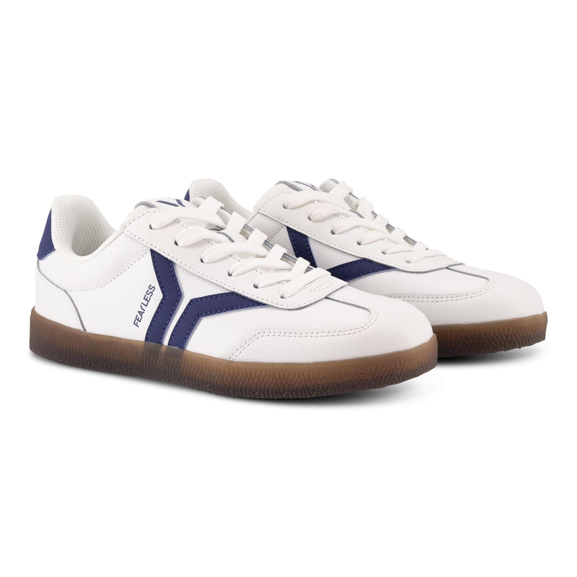 Fearless Womens Sneaker in white leather with purple wing