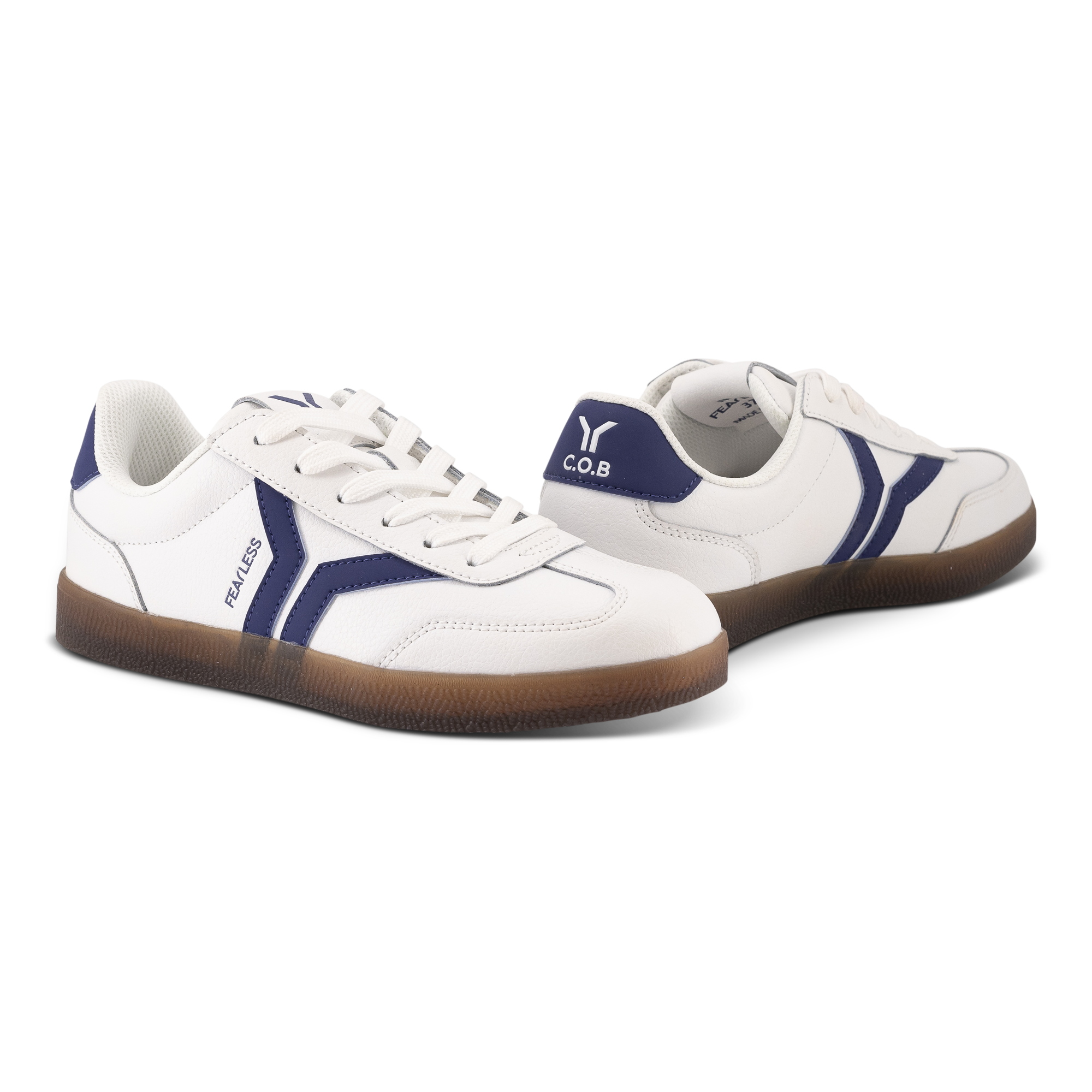 Fearless Womens Sneaker in white leather with purple wing