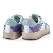 Play Womens Leather Sneaker in retro blue with glitter wing