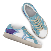 Play Womens Leather Sneaker in retro blue with glitter wing