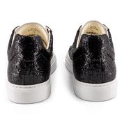 Shine Courage Women black glitter leather white wing low cut