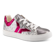 Shine Courage Women silver and fuchsia glitter leather low cut