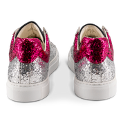 Shine Courage Women silver and fuchsia glitter leather low cut