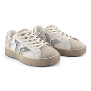 Play Womens Leather Sneaker in silver with glitter wing