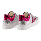 Shine Courage Women silver and fuchsia glitter leather low cut