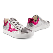 Shine Courage Women silver and fuchsia glitter leather low cut