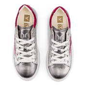 Shine Courage Women silver and fuchsia glitter leather low cut