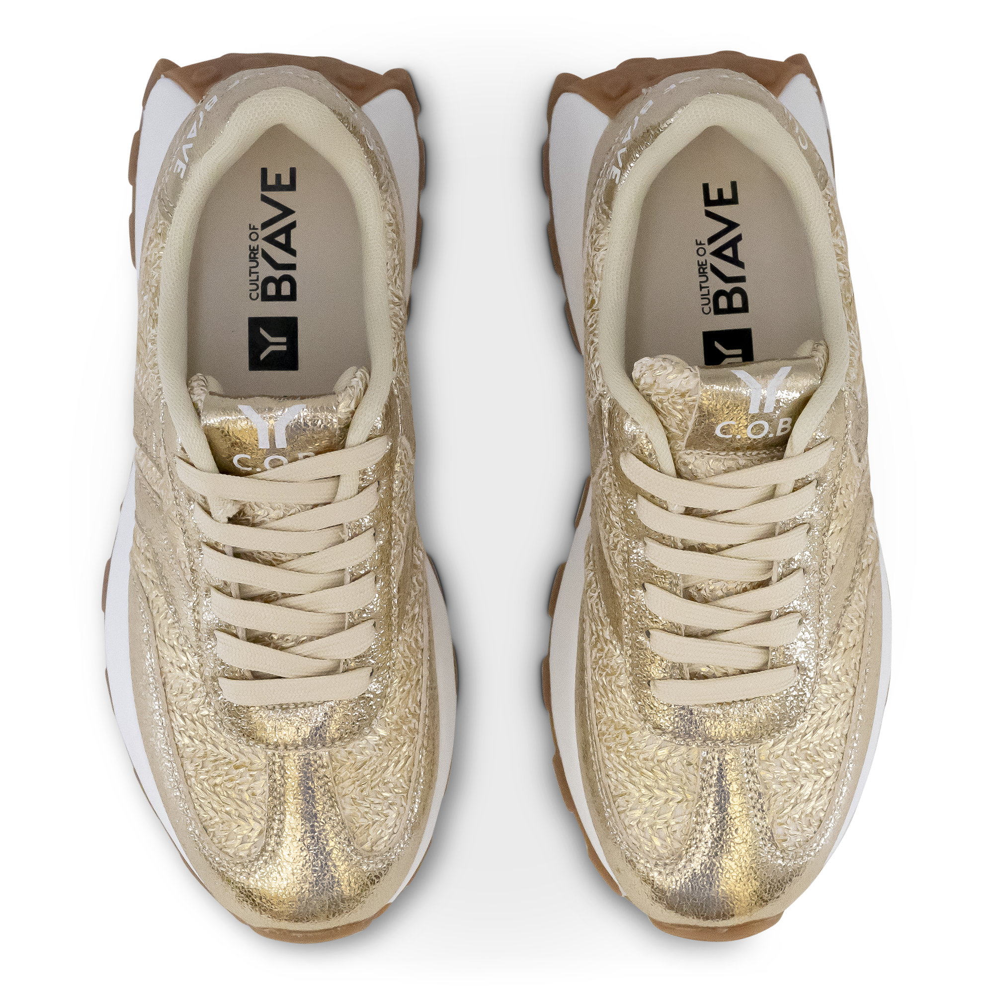 Hope Womens Sneaker in gold with gold wing