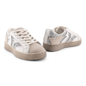 Play Womens Leather Sneaker in silver with glitter wing