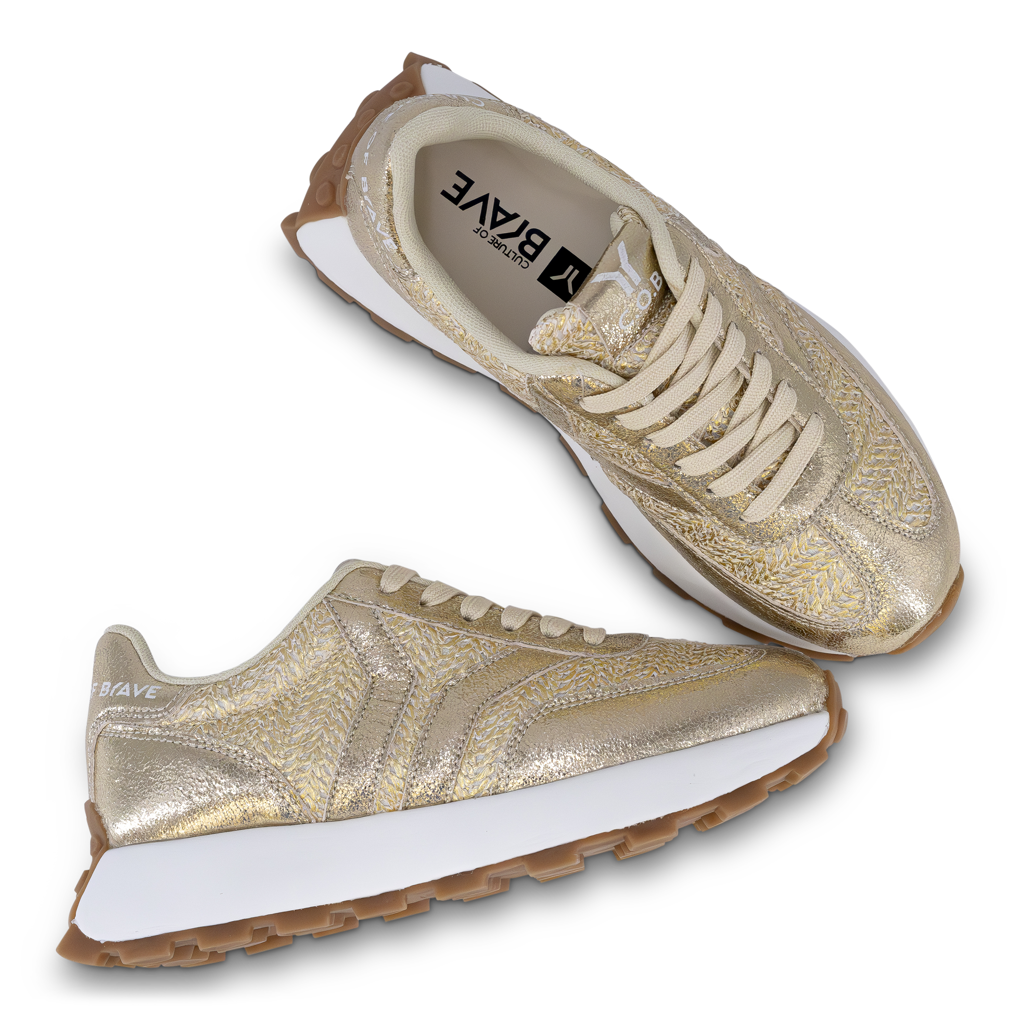 Hope Womens Sneaker in gold with gold wing