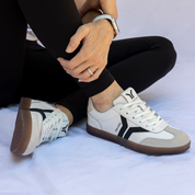 Fearless Womens Sneaker in white leather with black wing