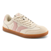Fearless Womens Sneaker in beige leather with pink wing