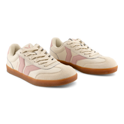 Fearless Womens Sneaker in beige leather with pink wing