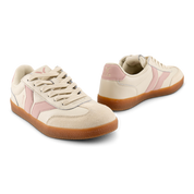 Fearless Womens Sneaker in beige leather with pink wing
