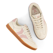 Fearless Womens Sneaker in beige leather with pink wing