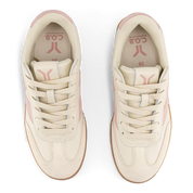 Fearless Womens Sneaker in beige leather with pink wing