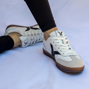 Fearless Womens Sneaker in white leather with black wing