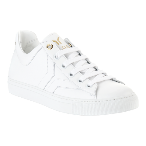 Courage Mens Low Cut White Leather Sneaker