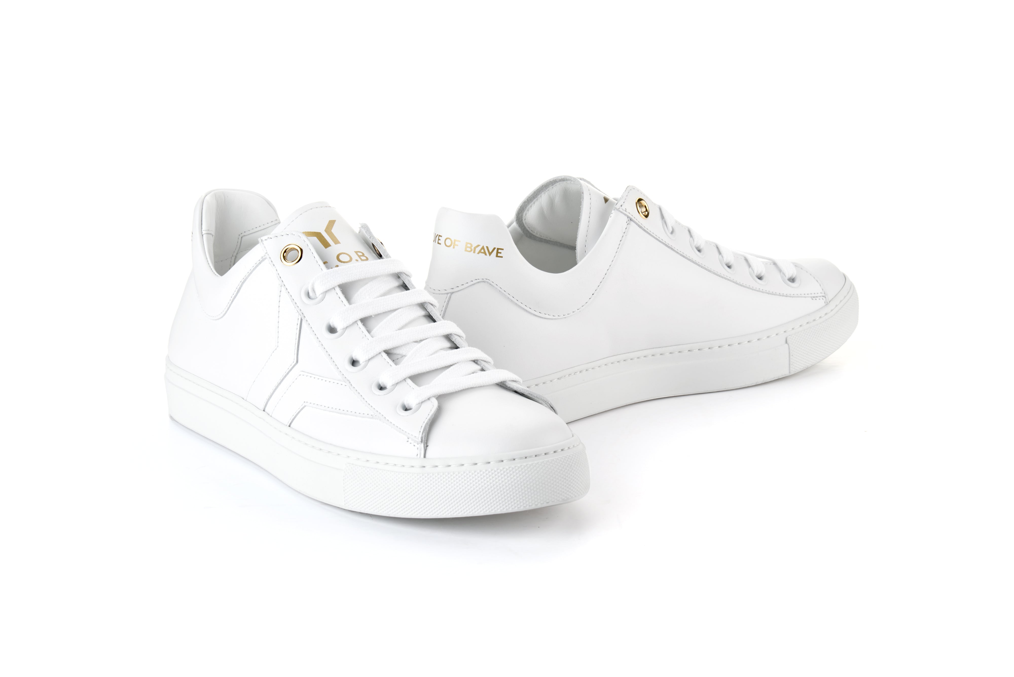 Courage Mens Low Cut White Leather Sneaker| Culture of Brave 46 / White / Low