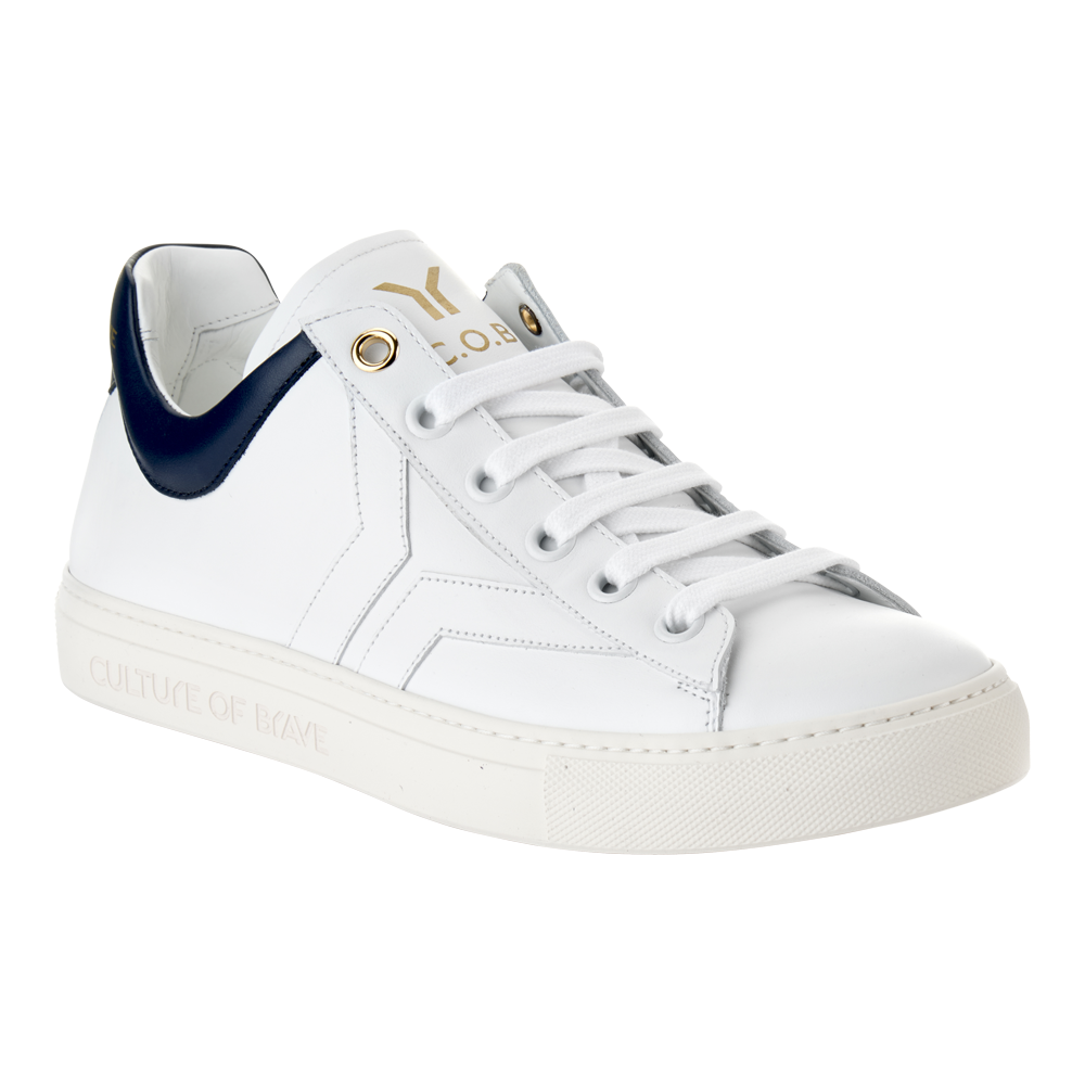 Courage S26 Men White leather navy ankle low cut