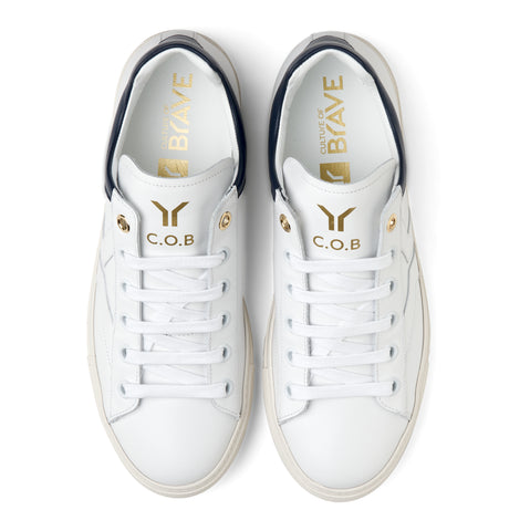 Courage S26 Men White leather navy ankle low cut