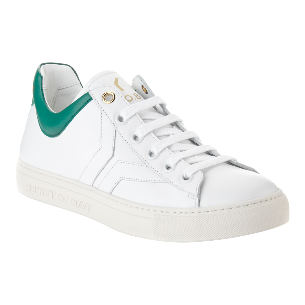 Courage S27 Women White leather green ankle low cut