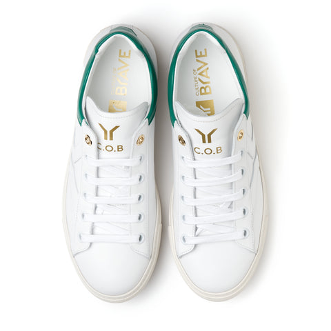 Courage S27 Men White leather green ankle low cut
