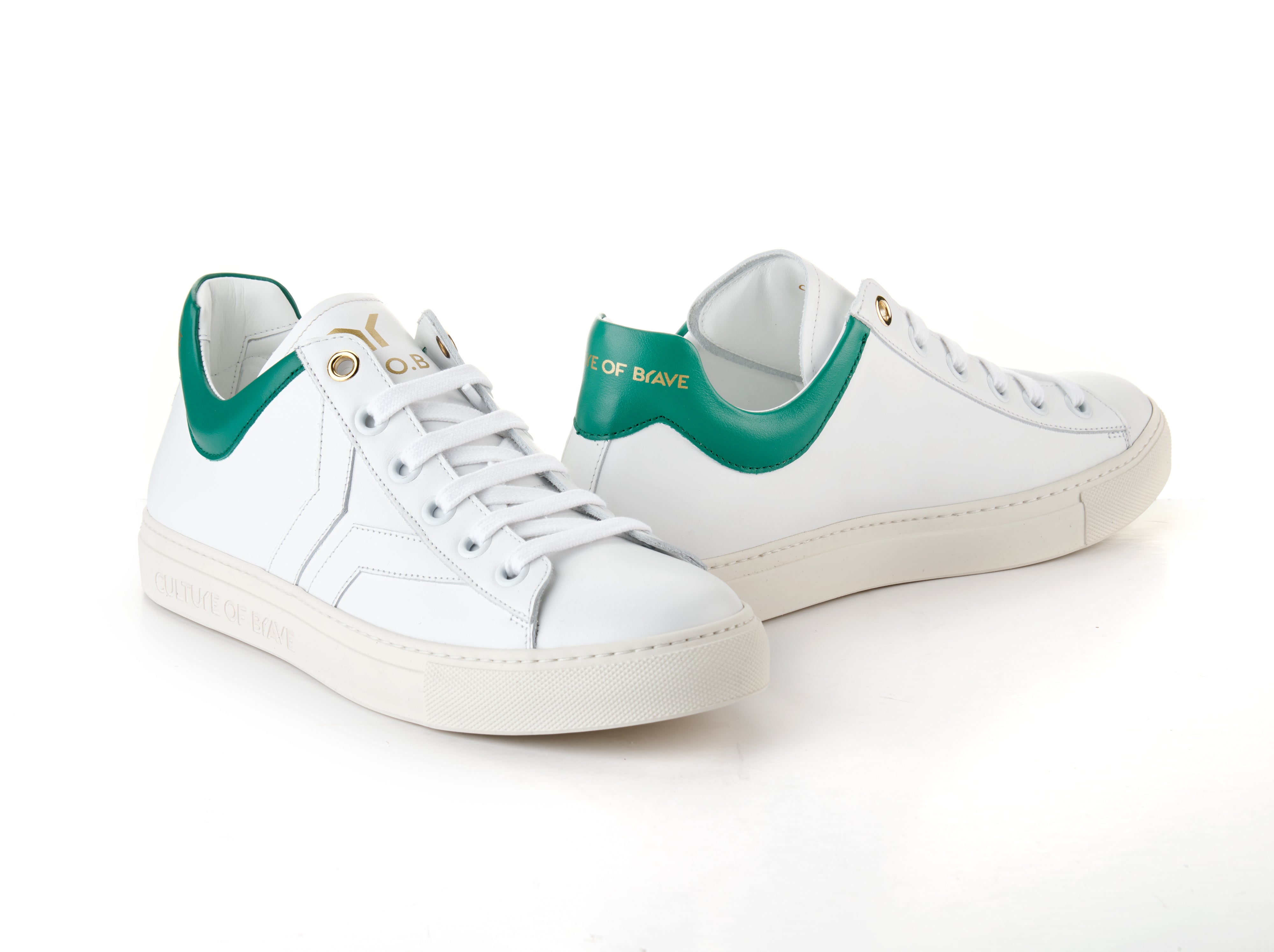 Courage S27 Women White leather green ankle low cut