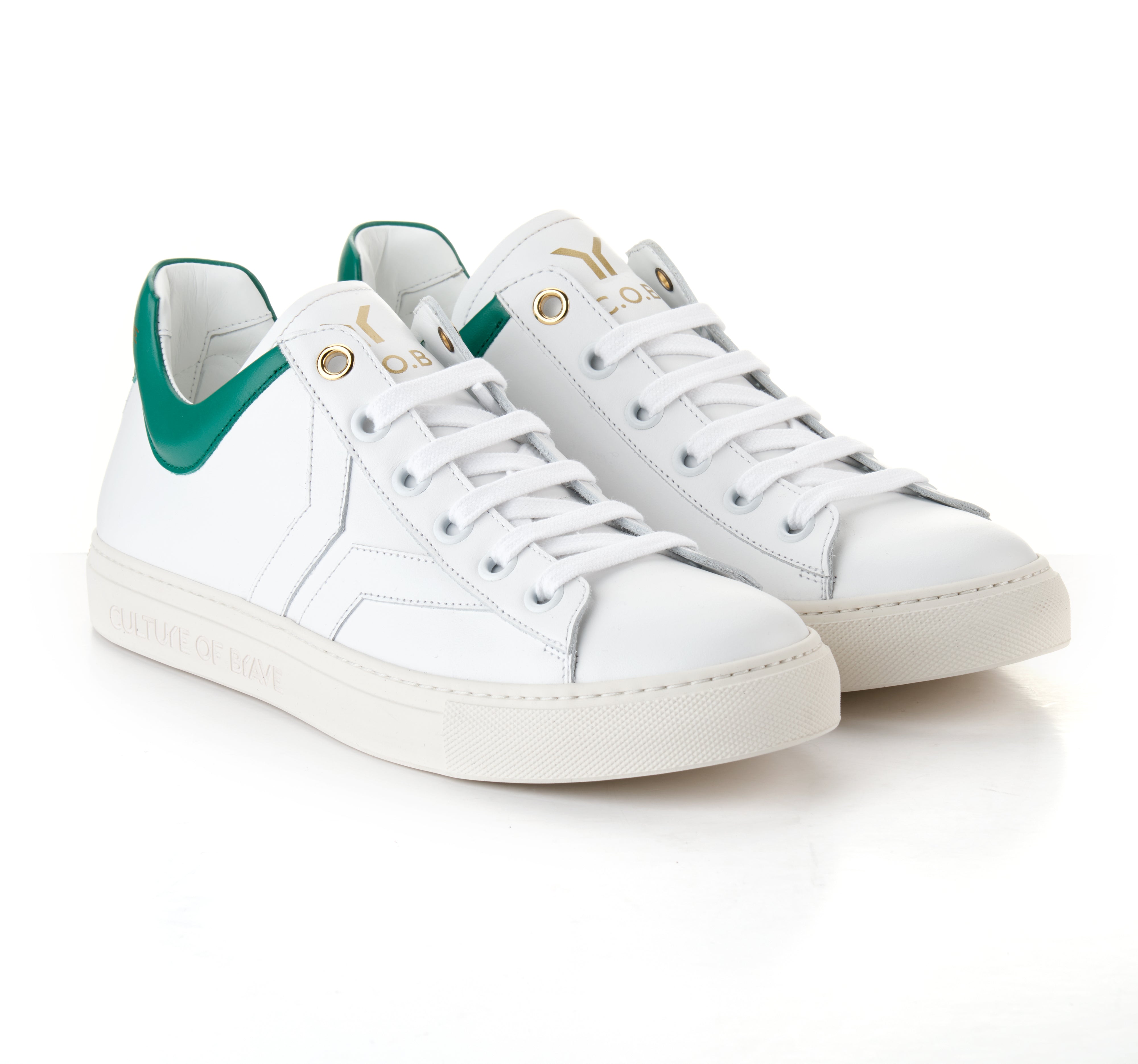 Courage S27 Men White leather green ankle low cut