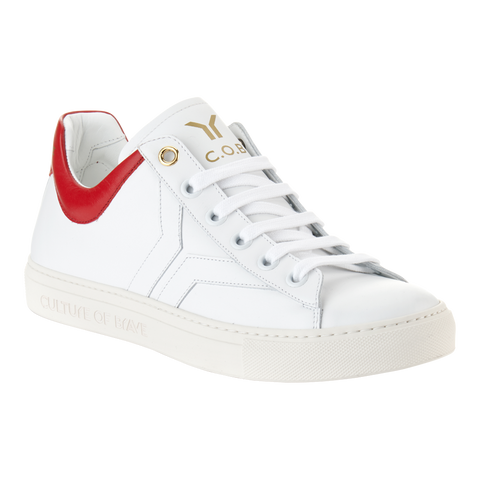 Courage S28 Women White leather red ankle low cut