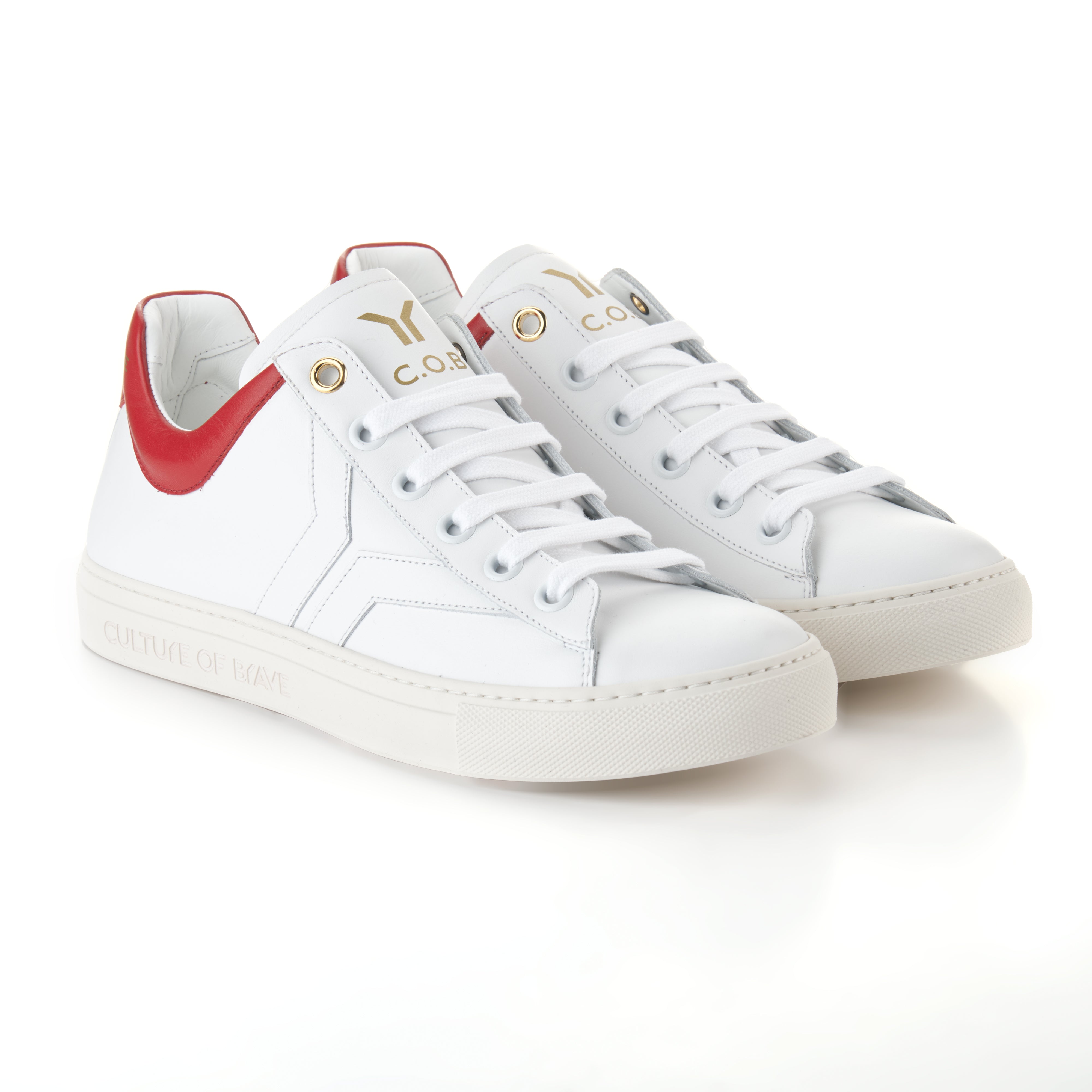 Courage S28 Men White leather red ankle low cut