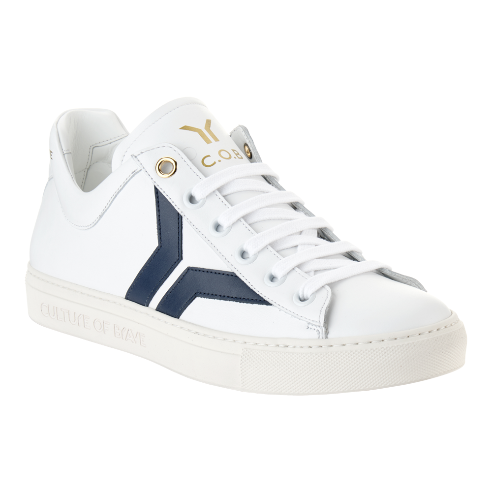 Courage Mens Low Cut White Leather Sneaker| Culture of Brave 46 / White / Low
