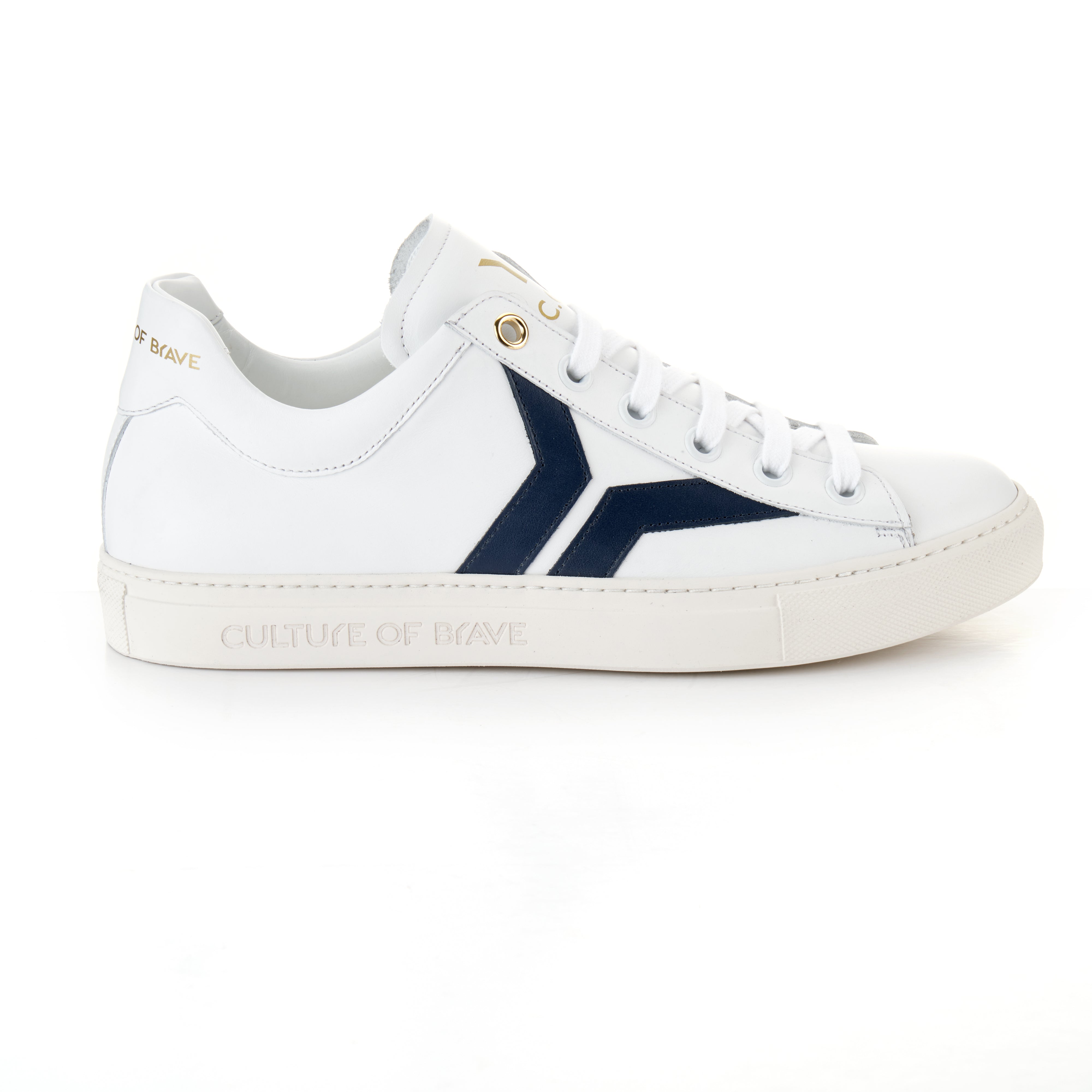 Courage S29 Men White leather navy wing low cut