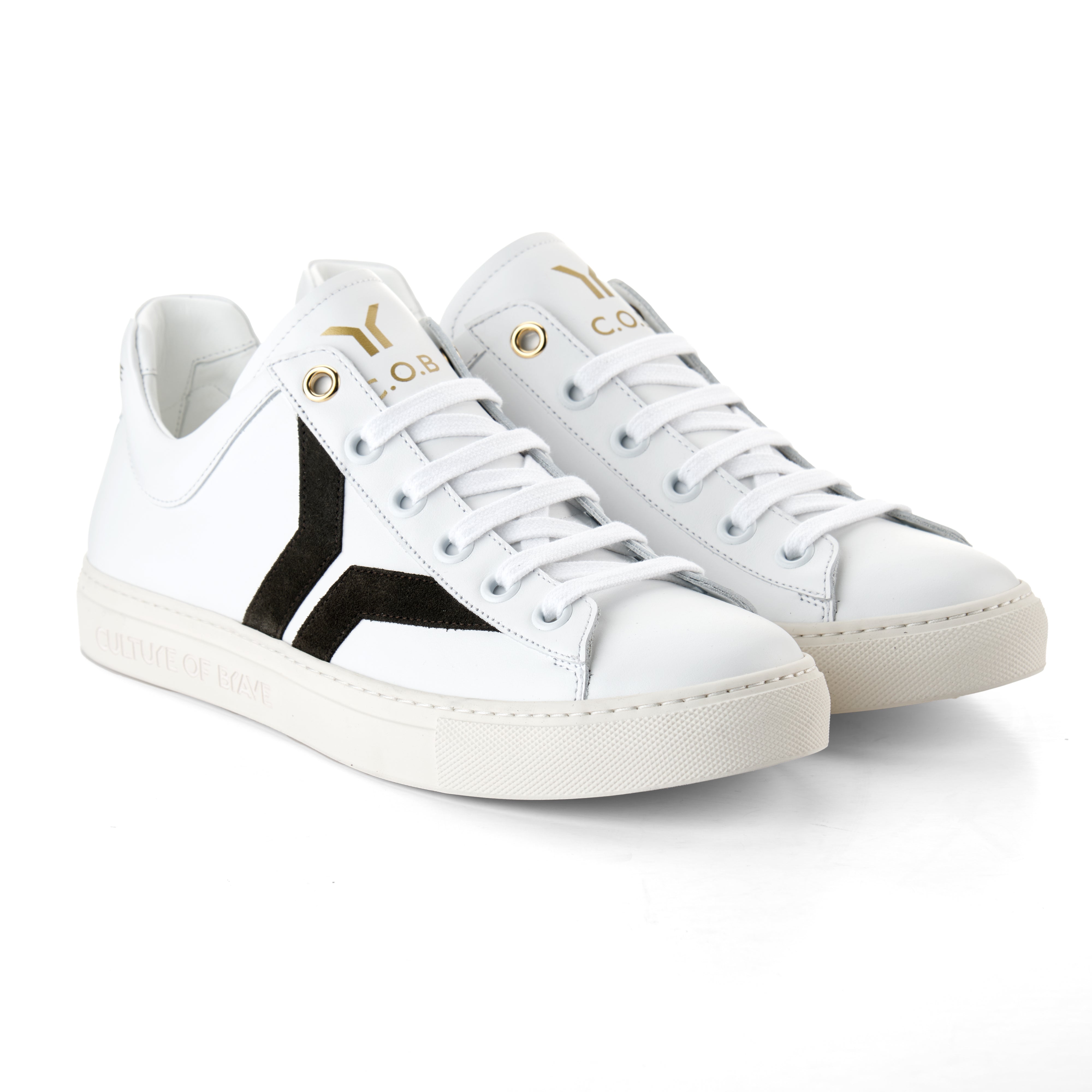 Courage S30 Women White leather brown wing low cut
