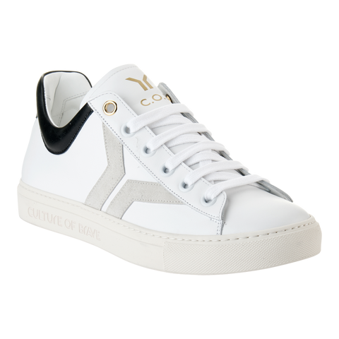 Courage S32 Men White leather black ankle offwhite wing low cut