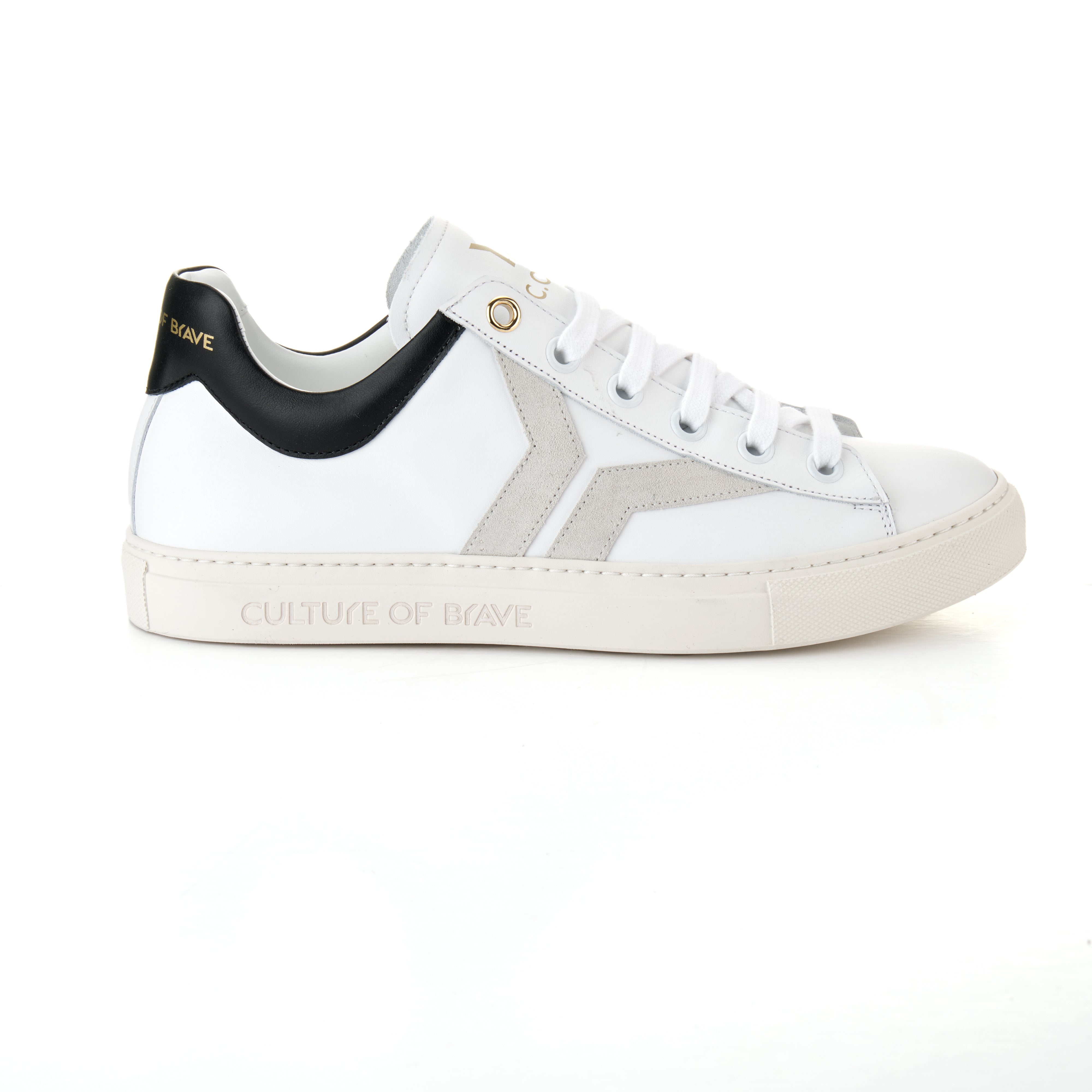 Courage S32 Women White leather black ankle offwhite wing low cut