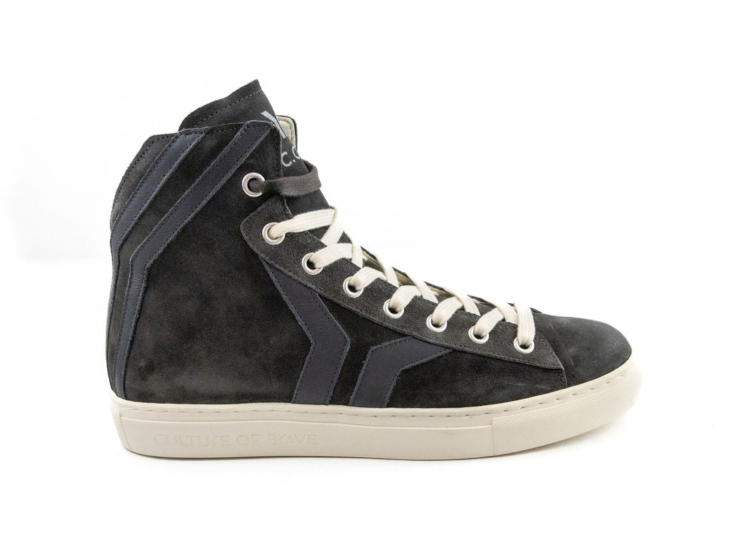 Resilient V8 Women Smokey dark grey suede leather black wing mid cut