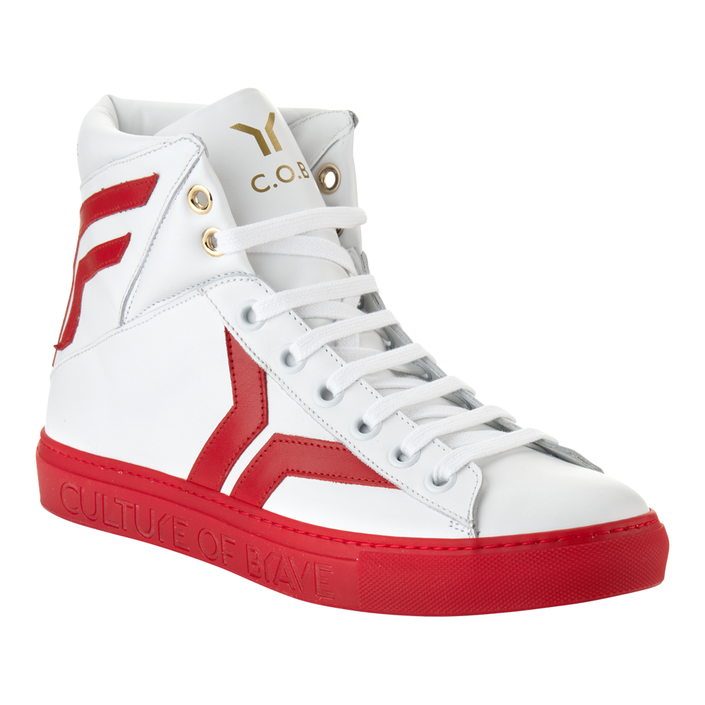 Prepared to Risk 23B Men White leather red wing red sole high cut